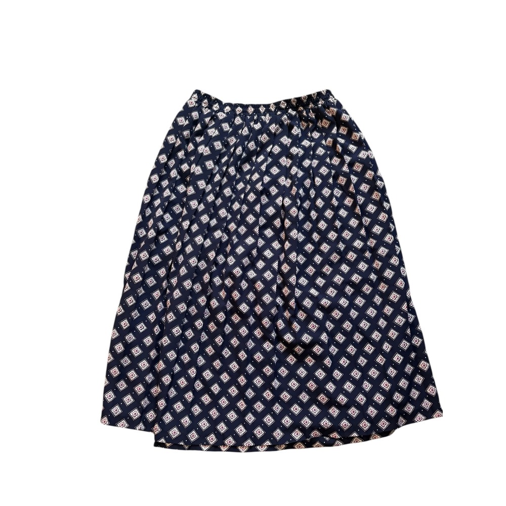 Alfred Dunner Skirt Women's Size 10 Blue Geometric Print Midi Elastic Waist
